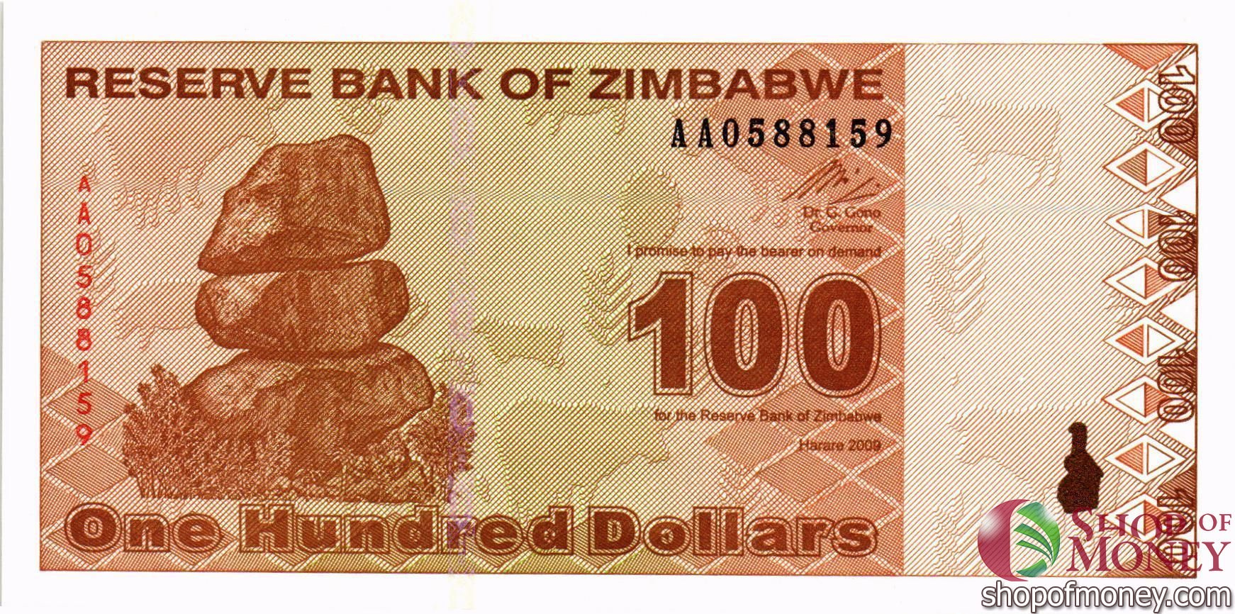 ЗИМБАБВЕ 100 ДОЛЛАРОВ (-AA-ПРЕФИКС)