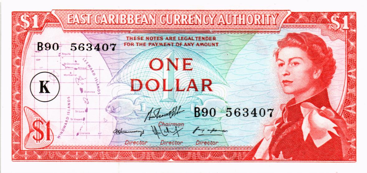 ВОСТОЧНЫЕ КАРИБЫ 1 ДОЛЛАР (K - СЕНТ-КИТС)