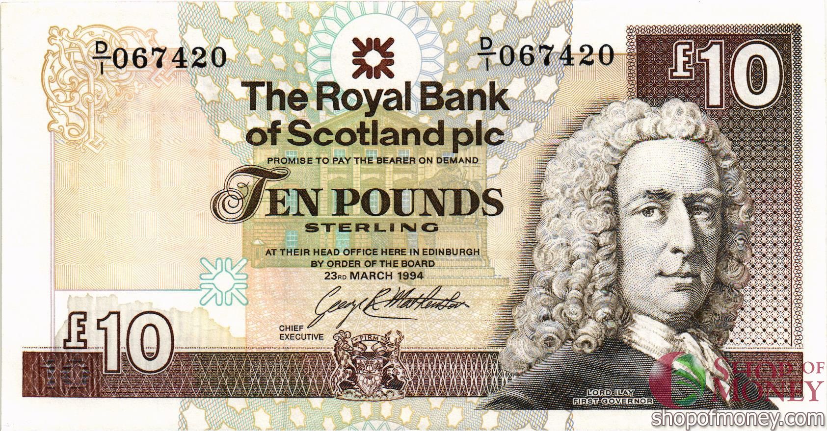 ШОТЛАНДИЯ 10 ФУНТОВ (ROYAL BANK OF SCOTLAND) мини 1