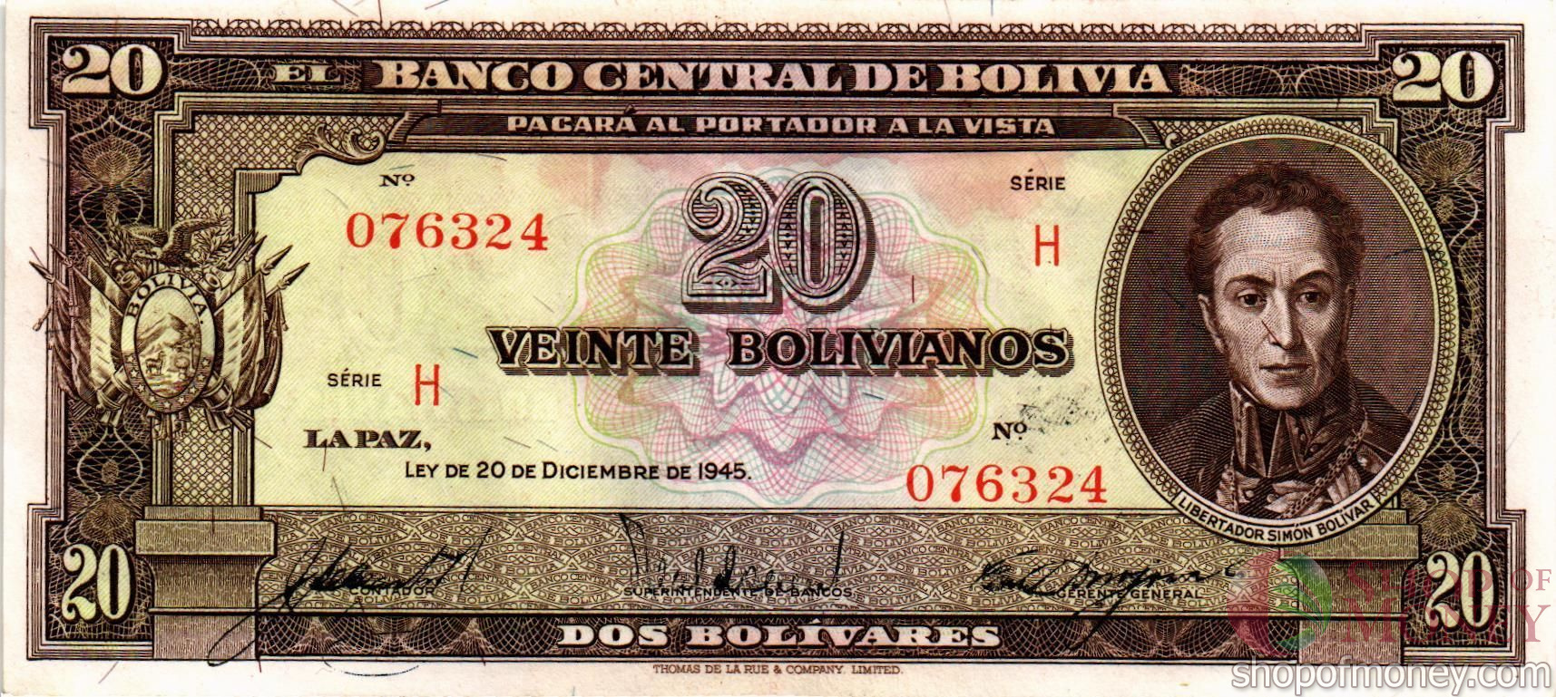 БОЛИВИЯ 20 БОЛИВИАНО мини 1