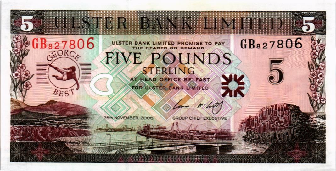 СЕВЕРНАЯ ИРЛАНДИЯ 5 ФУНТОВ (ULSTER BANK)