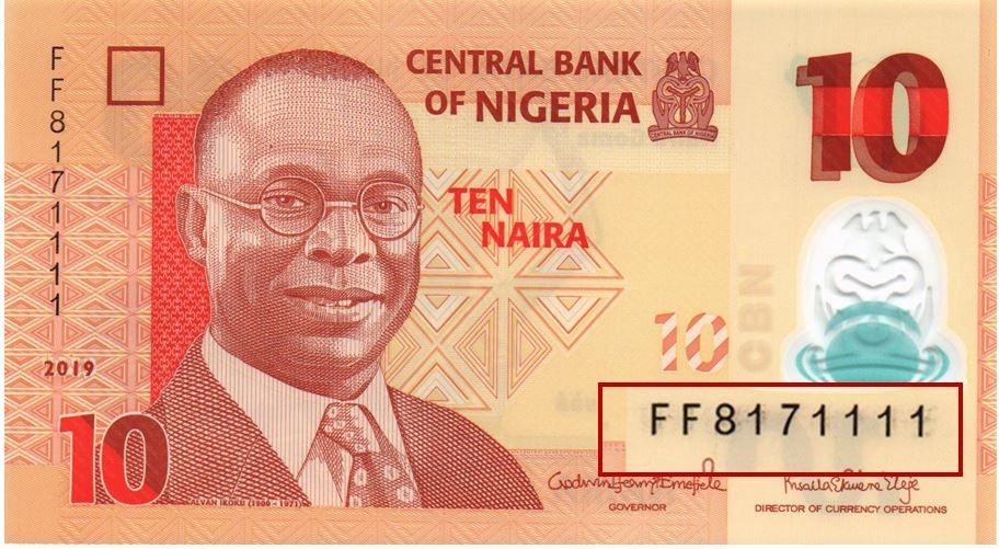 НИГЕРИЯ 10 НАЙРА # FF 8171111