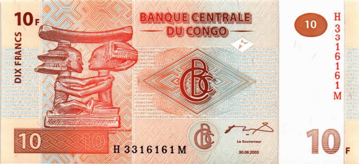 КОНГО ДР 10 ФРАНКОВ мини 1