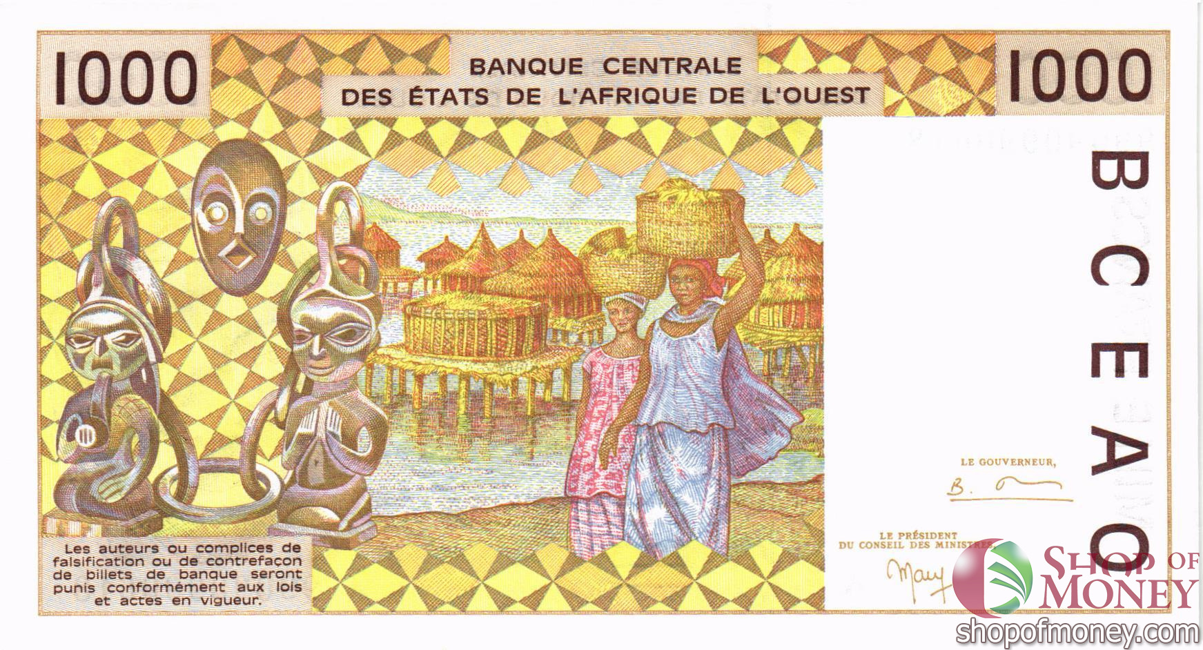 КОТ-Д'ИВУАР 1000 ФРАНКОВ мини 2