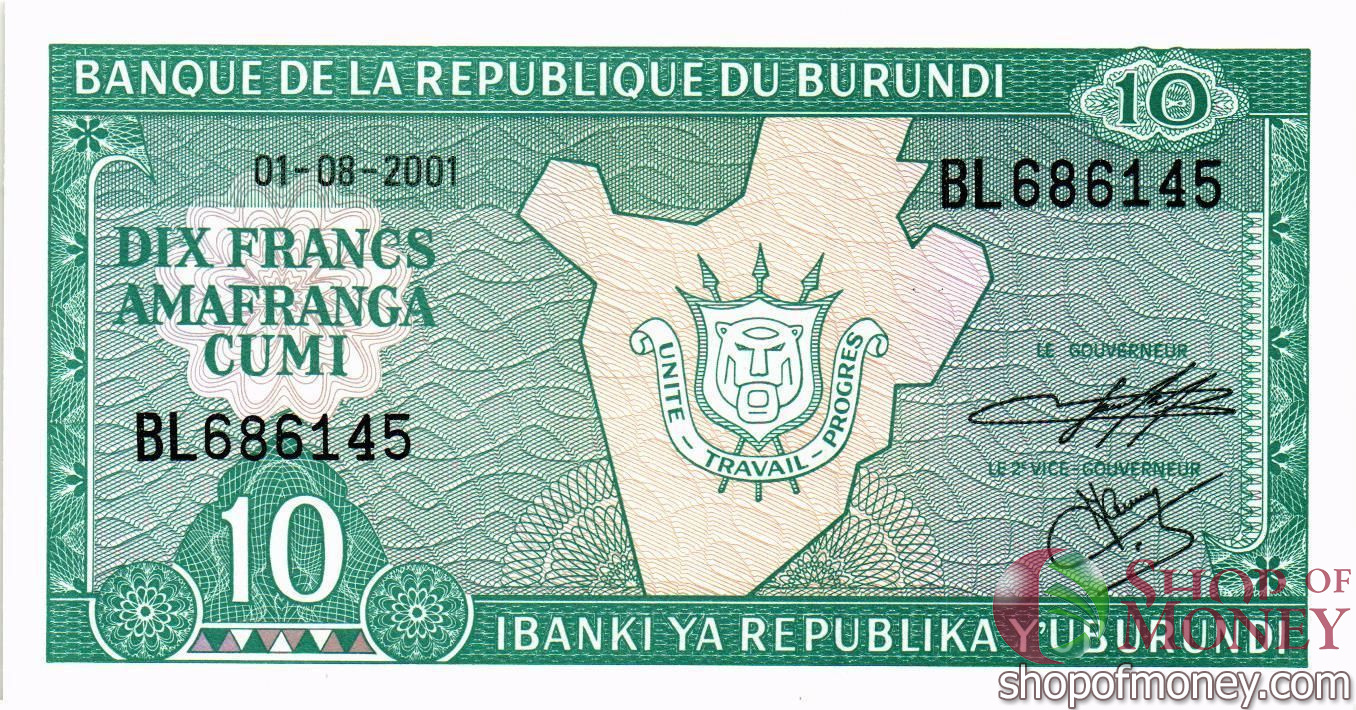 БУРУНДИ 10 ФРАНКОВ мини 1