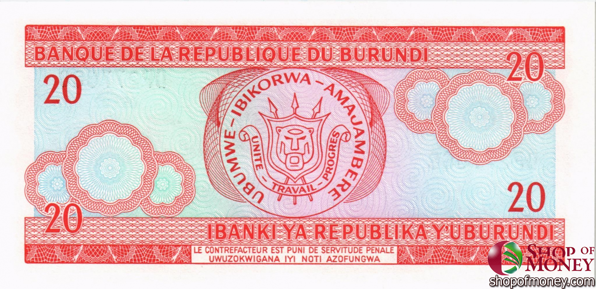 БУРУНДИ 20 ФРАНКОВ мини 2