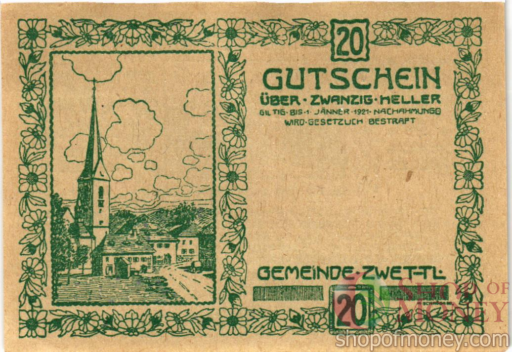 АВСТРИЯ 20 ХЕЛЛЕРОВ (НОТГЕЛЬД) мини 2