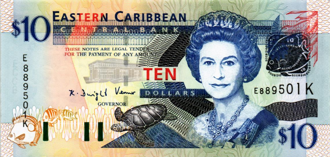 ВОСТОЧНЫЕ КАРИБЫ 10 ДОЛЛАРОВ (K - СЕНТ КИТС) мини 1
