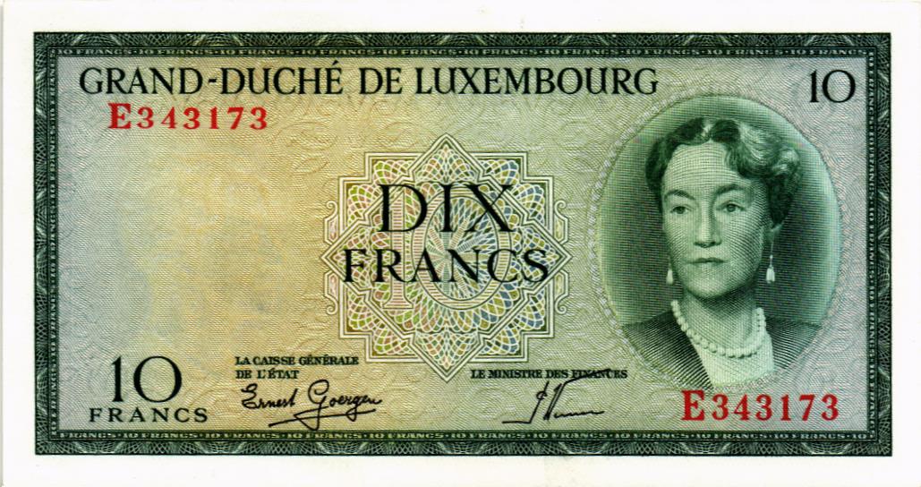 ЛЮКСЕМБУРГ 10 ФРАНКОВ