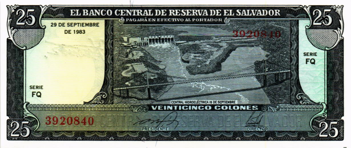 САЛЬВАДОР 25 КОЛОН (29.09.1983) мини 1