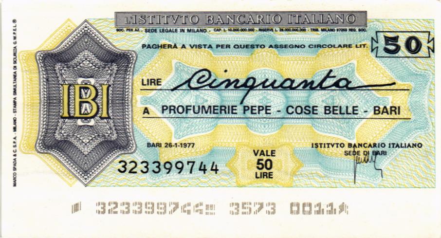 ИТАЛИЯ 50 ЛИР (ЧЕК) мини 1