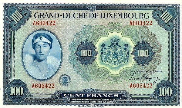 ЛЮКСЕМБУРГ 100 ФРАНКОВ мини 1
