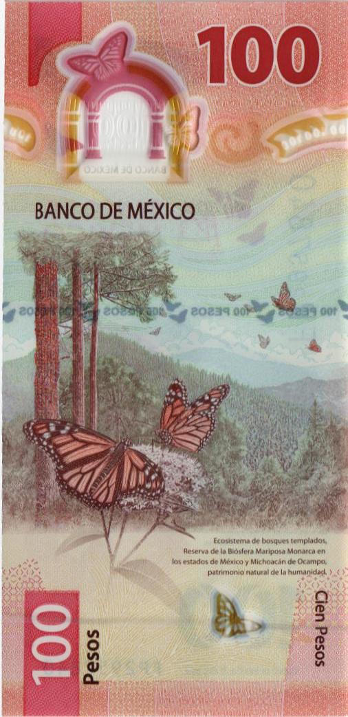 МЕКСИКА 100 ПЕСО (НАДПЕЧАТКА) мини 2