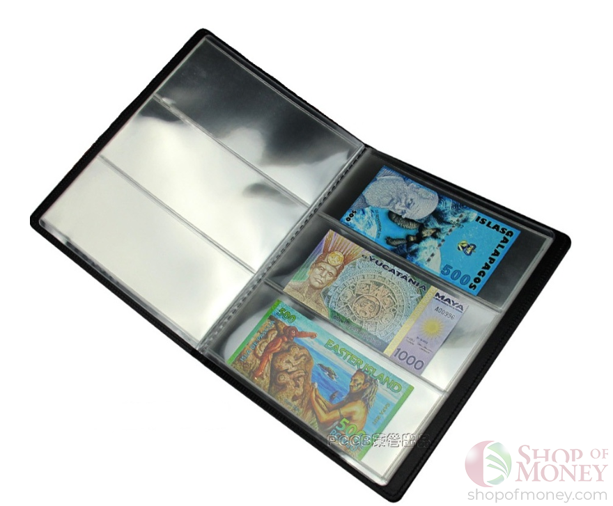 АЛЬБОМ ДЛЯ КОЛЛЕКЦИОНИРОВАНИЯ БАНКНОТ НА 20 ЛИСТОВ С 3 ОТДЕЛЕНИЯМИ мини 3