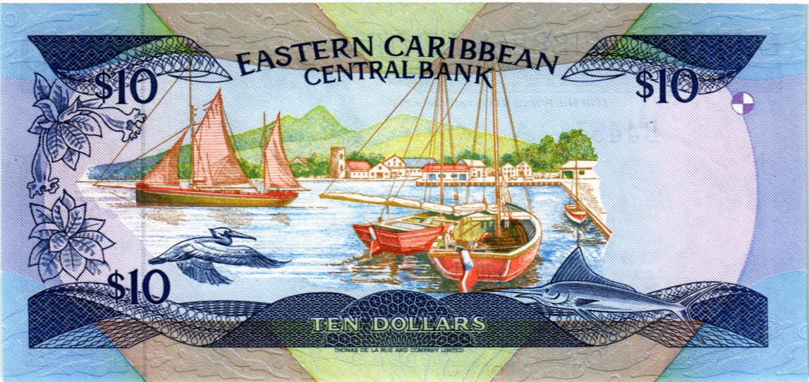 ВОСТОЧНЫЕ КАРИБЫ 10 ДОЛЛАРОВ (A - Антигуа) мини 2