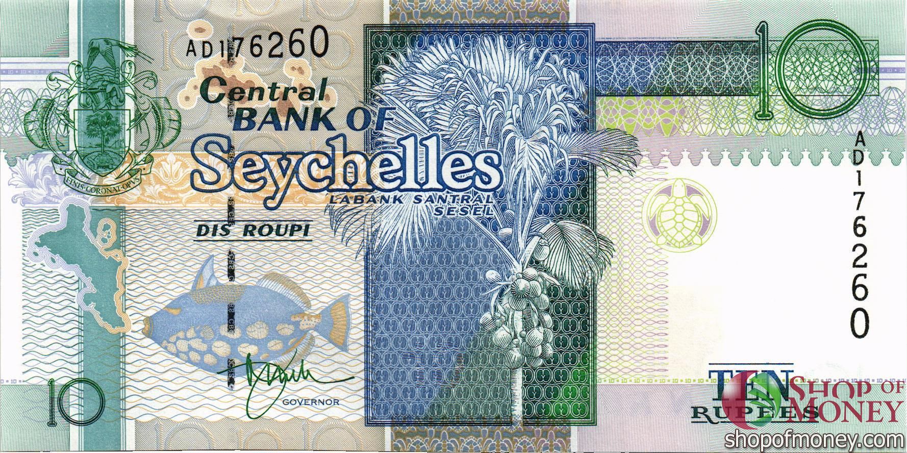 СЕЙШЕЛЬСКИЕ ОСТРОВА 10 РУПИЙ мини 1