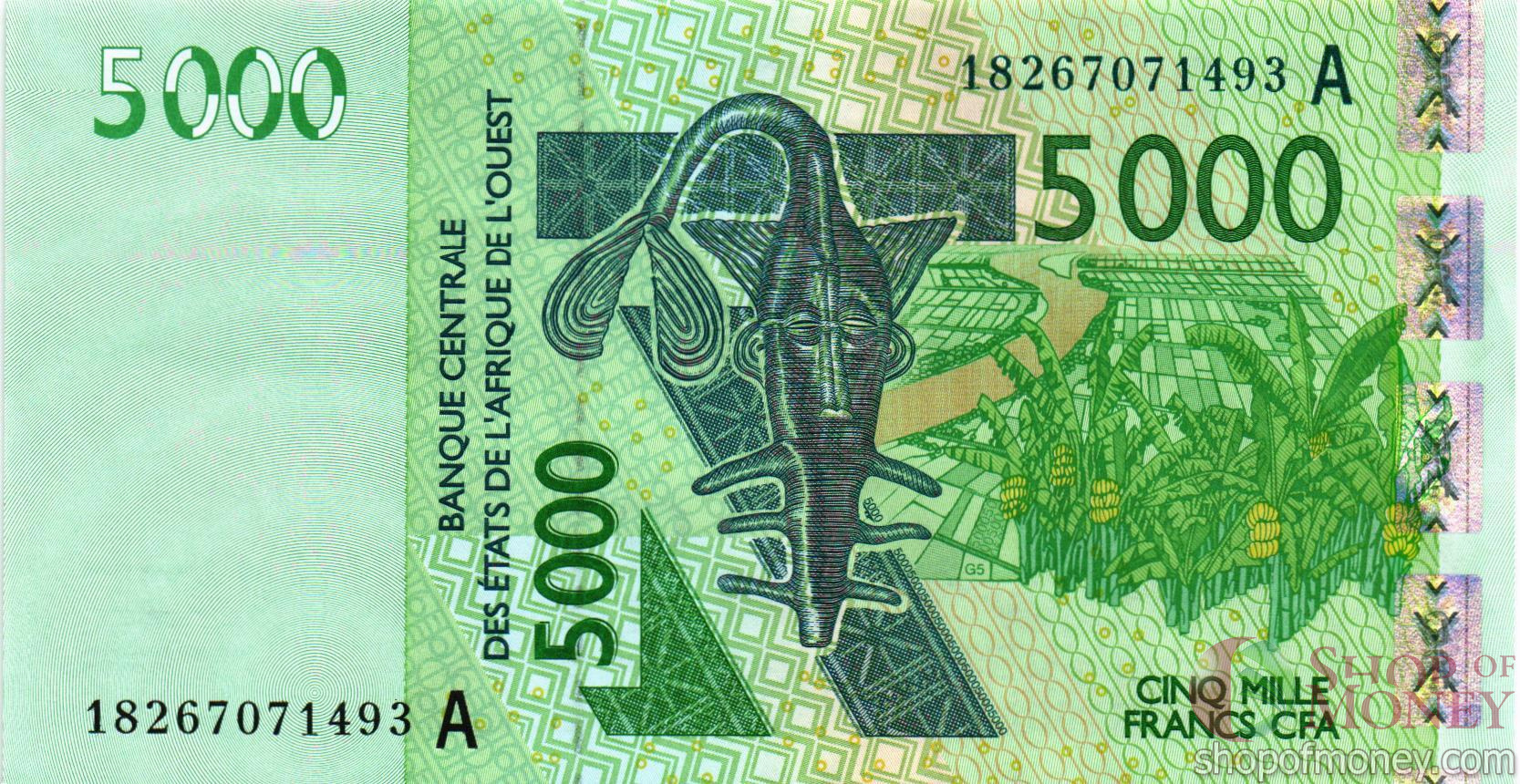 КОТ-Д'ИВУАР 5000 ФРАНКОВ мини 1