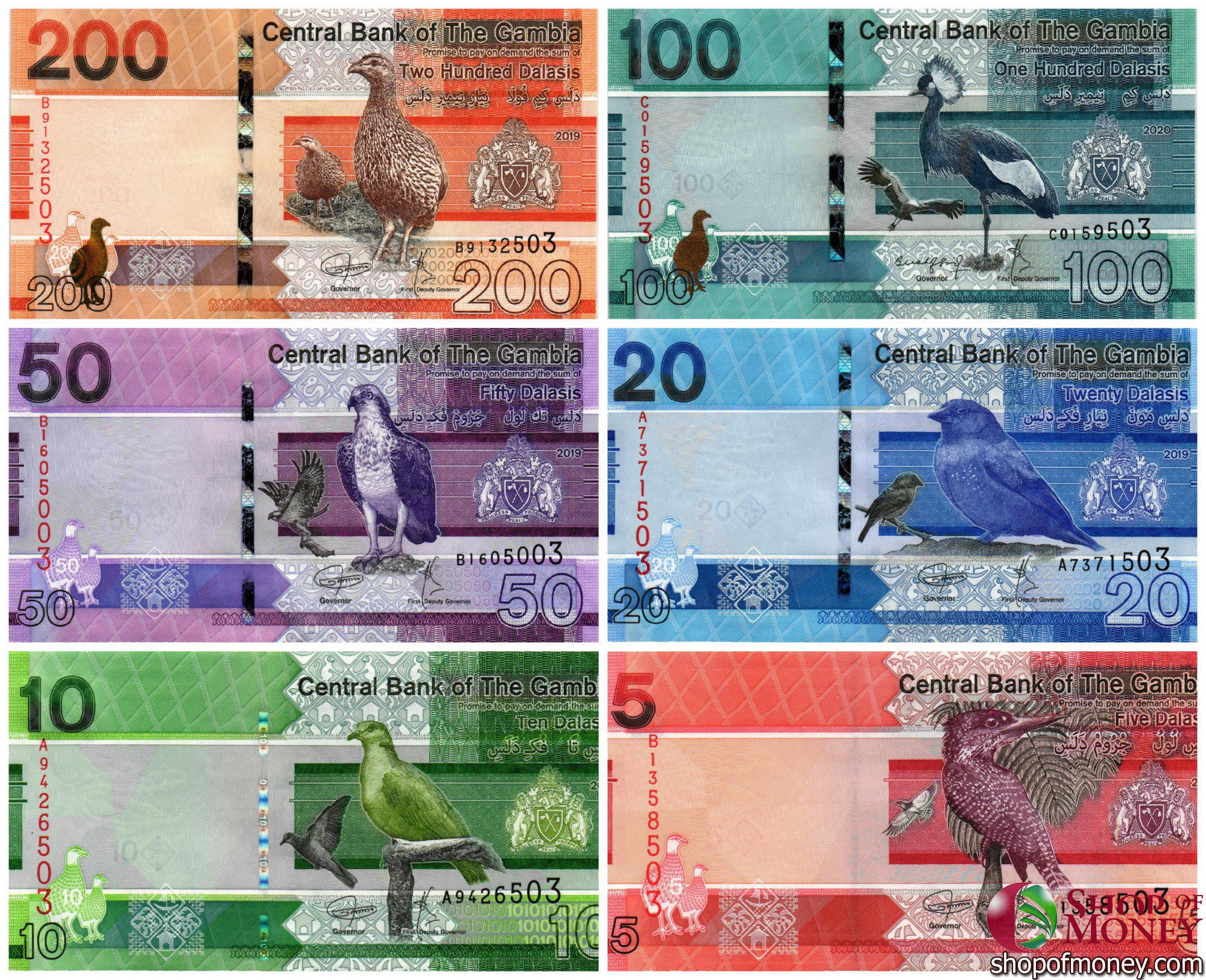 ГАМБИЯ НАБОР 5 10 20 50 100 200 ДАЛАСИ