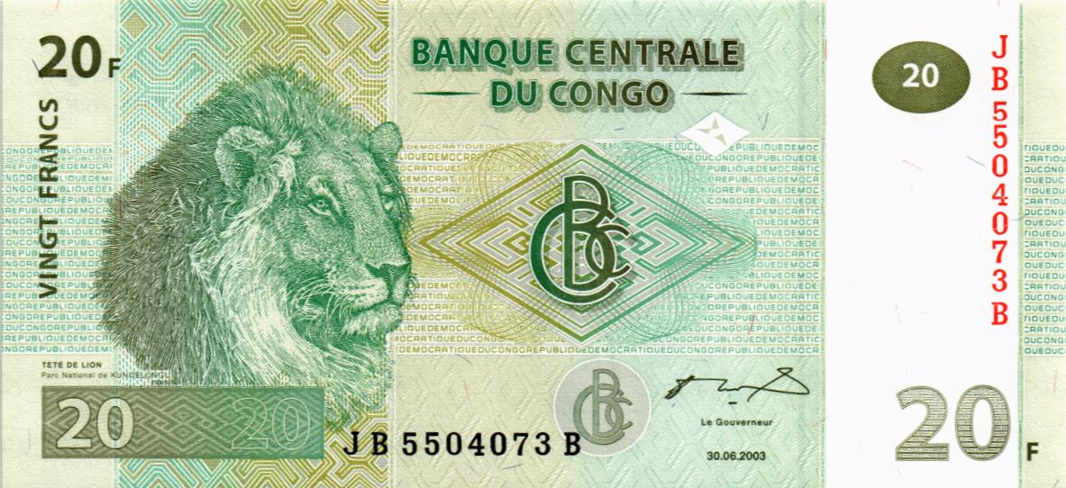 КОНГО ДР 20 ФРАНКОВ мини 1