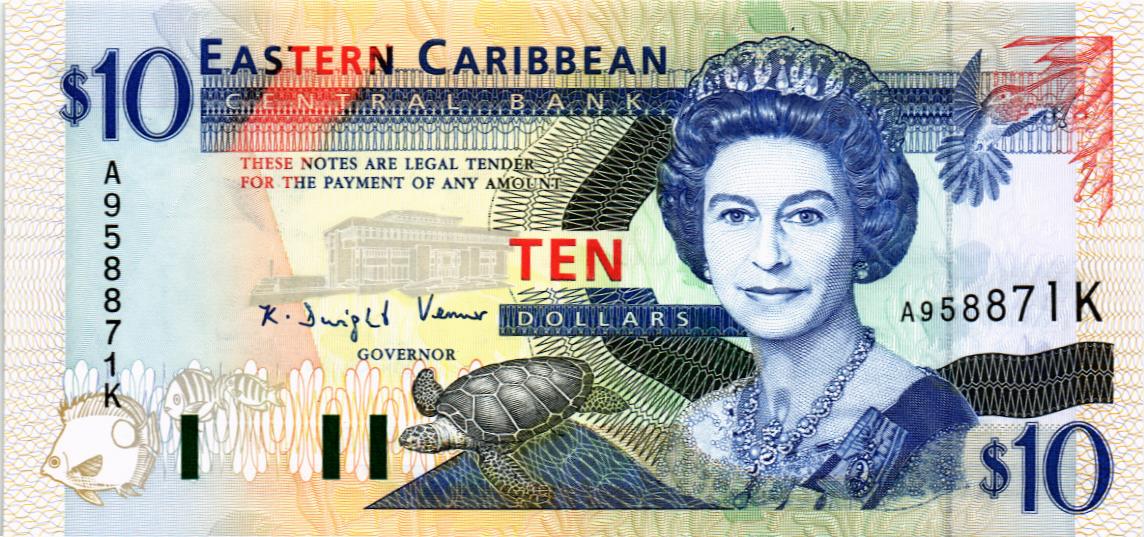 ВОСТОЧНЫЕ КАРИБЫ 10 ДОЛЛАРОВ (K - СЕНТ КИТС)