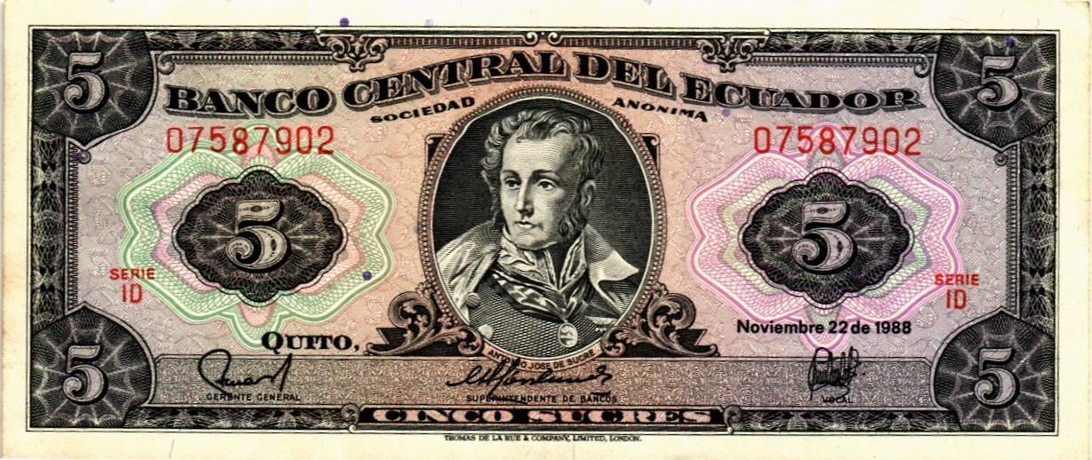 ЭКВАДОР 5 CУКРЕ (22.11.1988) -ID-