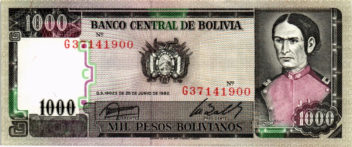 БОЛИВИЯ 1000 БОЛИВИАНОС