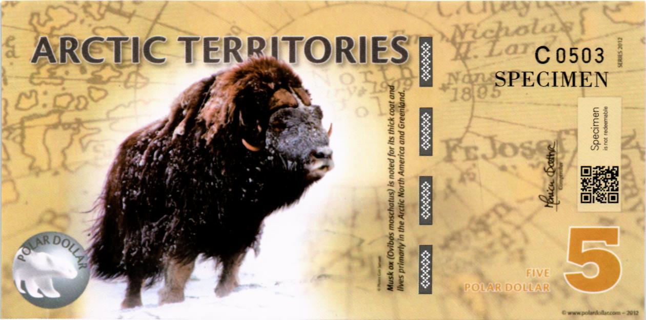 АРКТИЧЕСКИЕ ТЕРРИТОРИИ 5 ДОЛЛАРОВ (ОБРАЗЕЦ)