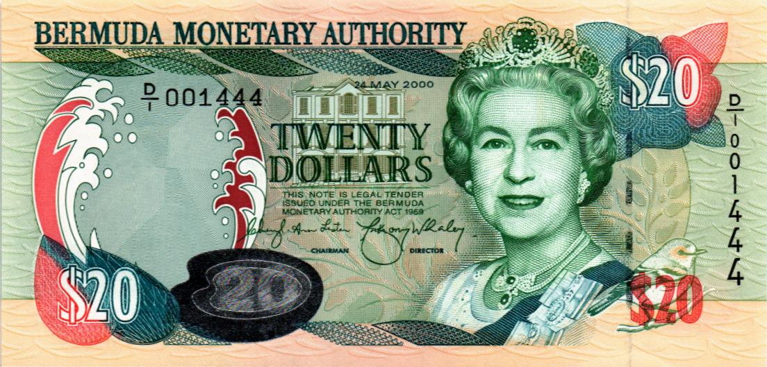 БЕРМУДСКИЕ ОСТРОВА 20 ДОЛЛАРОВ (ГОЛОГРАММА #1) мини 1
