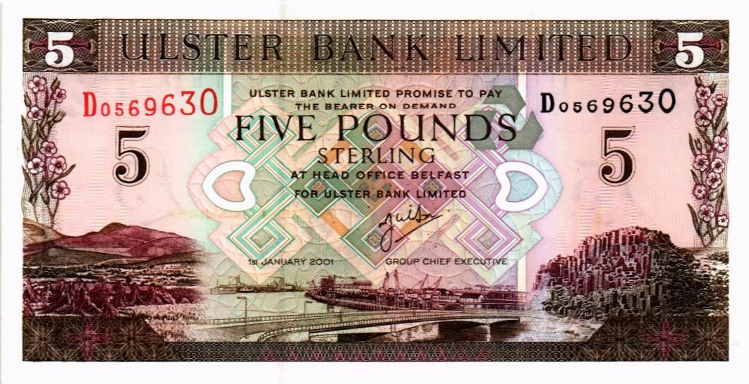 СЕВЕРНАЯ ИРЛАНДИЯ 5 ФУНТОВ (ULSTER BANK)