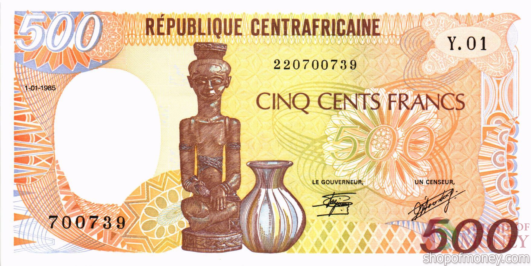 ЦЕНТРАЛЬНОАФРИКАНСКАЯ РЕСПУБЛИКА 500 ФРАНКОВ мини 1