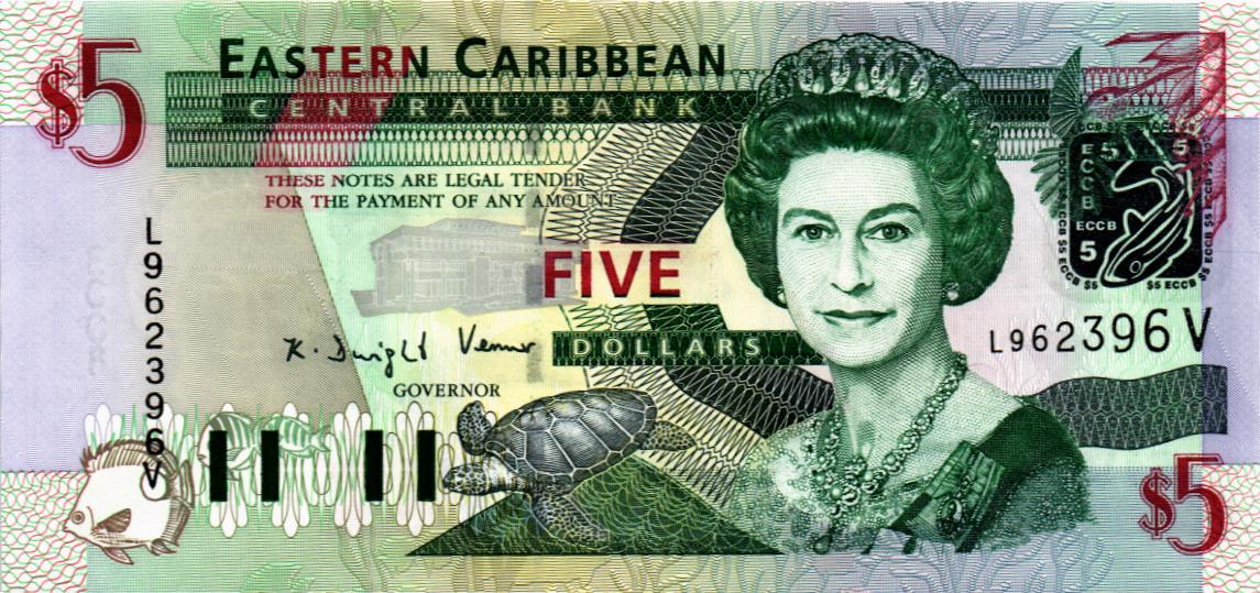 ВОСТОЧНЫЕ КАРИБЫ 5 ДОЛЛАРОВ (V - СЕНТ ВИНСЕНТ) мини 1