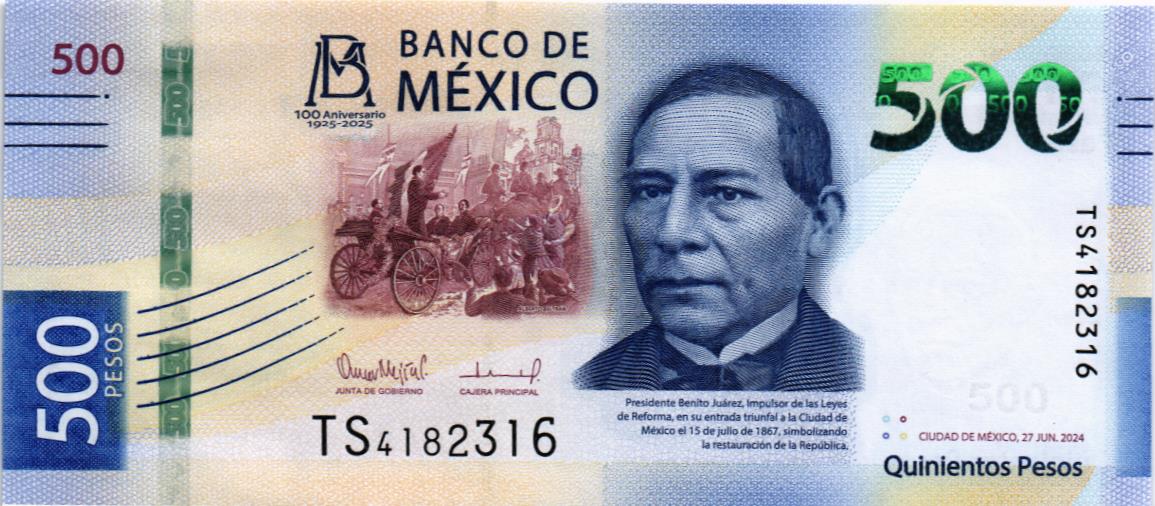 МЕКСИКА 500 ПЕСО (НАДПЕЧАТКА)