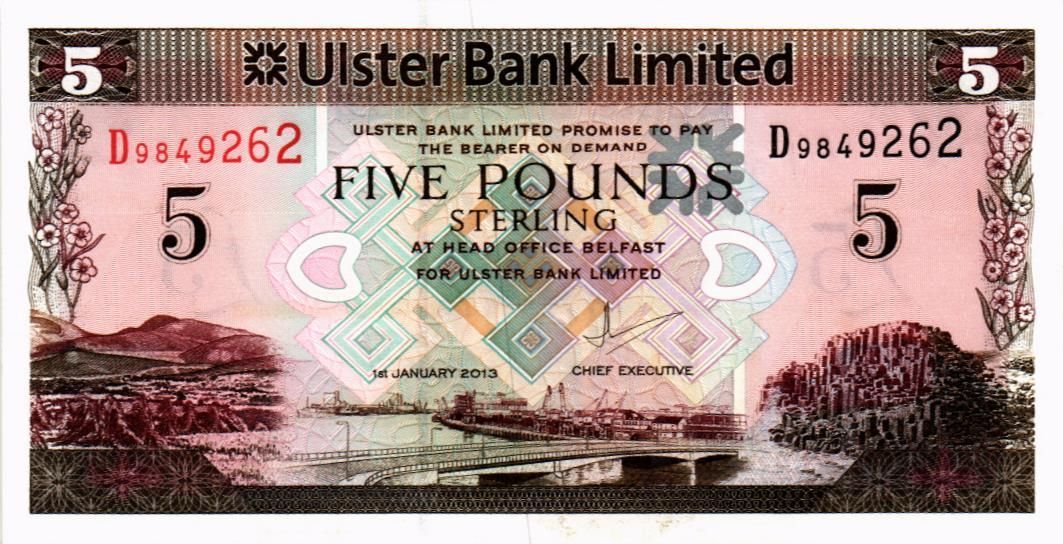 СЕВЕРНАЯ ИРЛАНДИЯ 5 ФУНТОВ (ULSTER BANK) мини 1