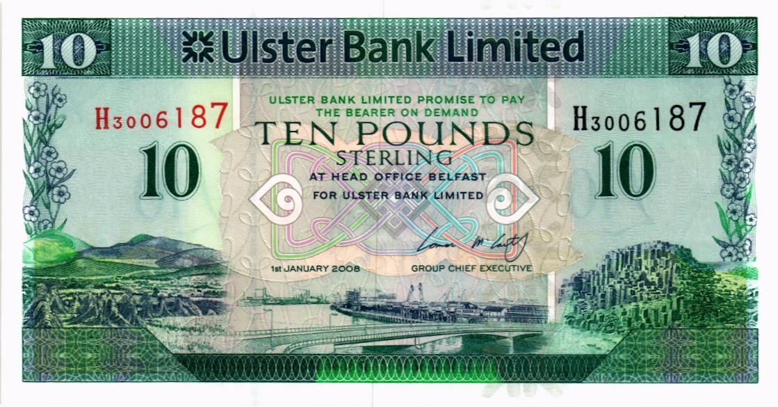 СЕВЕРНАЯ ИРЛАНДИЯ 10 ФУНТОВ (ULSTER BANK) мини 1