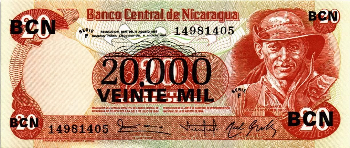 НИКАРАГУА 20000 КОРДОБА (НАДПЕЧАТКА) мини 1