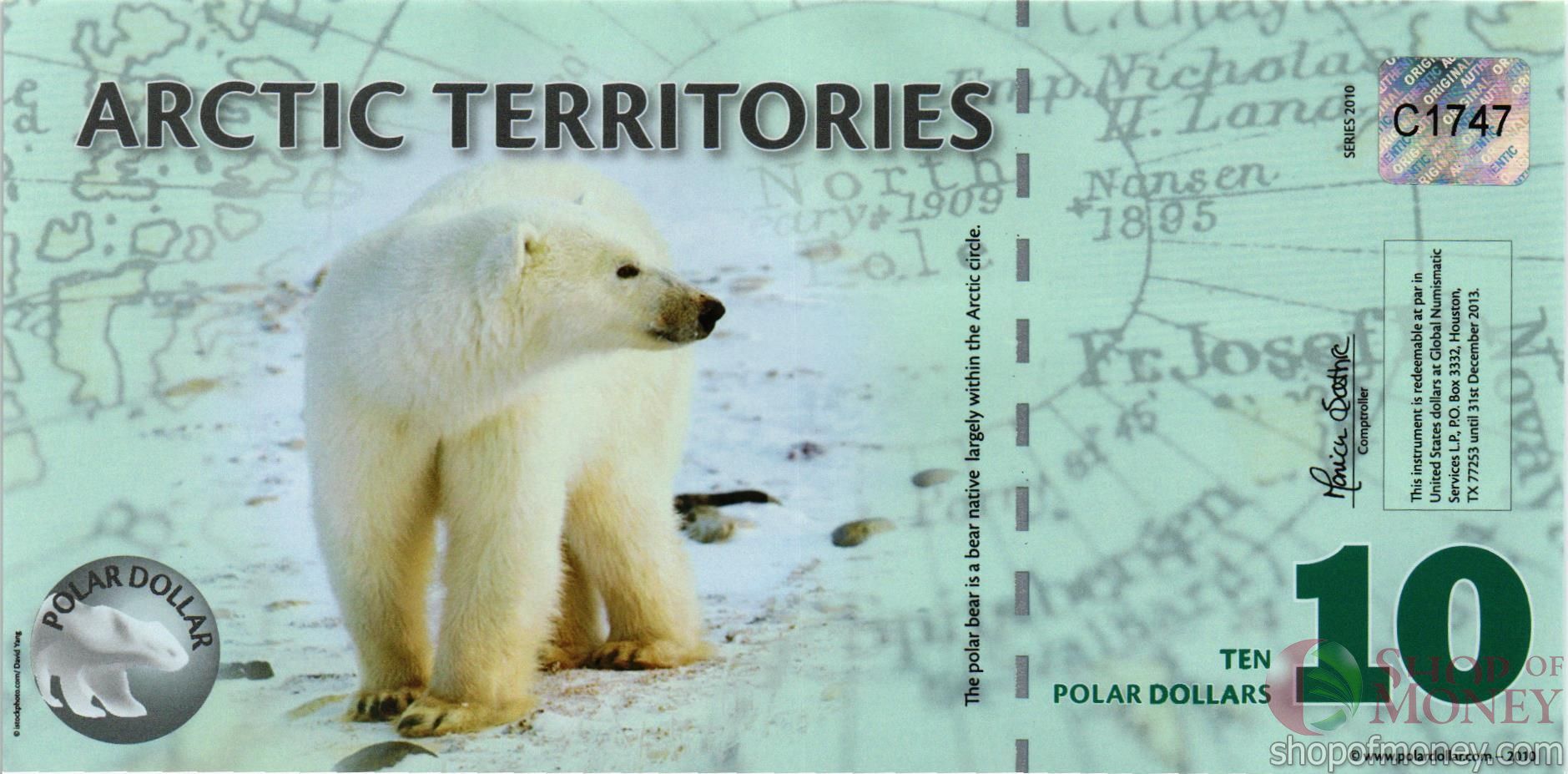 АРКТИЧЕСКИЕ ТЕРРИТОРИИ 10 ДОЛЛАРОВ мини 1