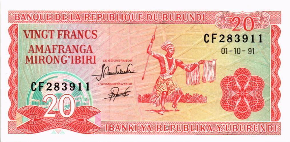БУРУНДИ 20 ФРАНКОВ мини 1