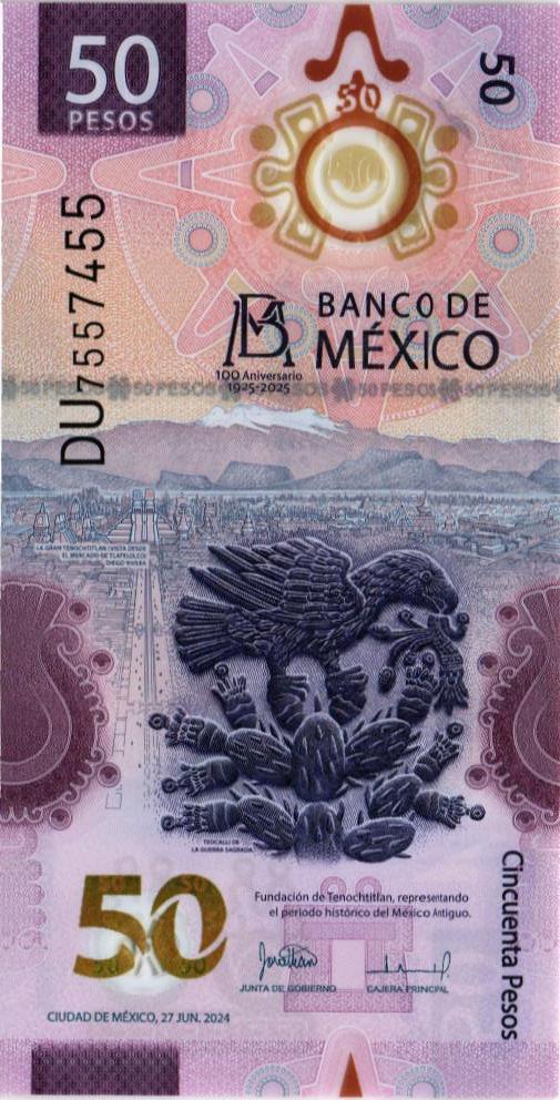 МЕКСИКА 50 ПЕСО (НАДПЕЧАТКА)