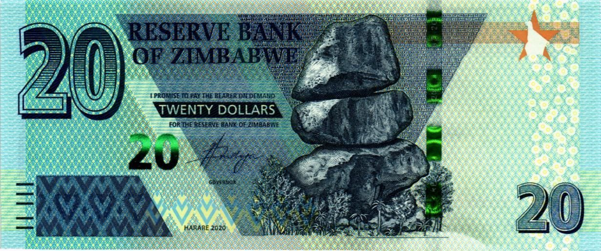ЗИМБАБВЕ 20 ДОЛЛАРОВ мини 1