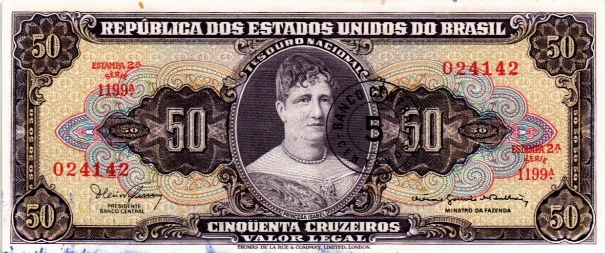 БРАЗИЛИЯ 50 СЕНТАВО (НАДПЕЧАТКА) мини 1