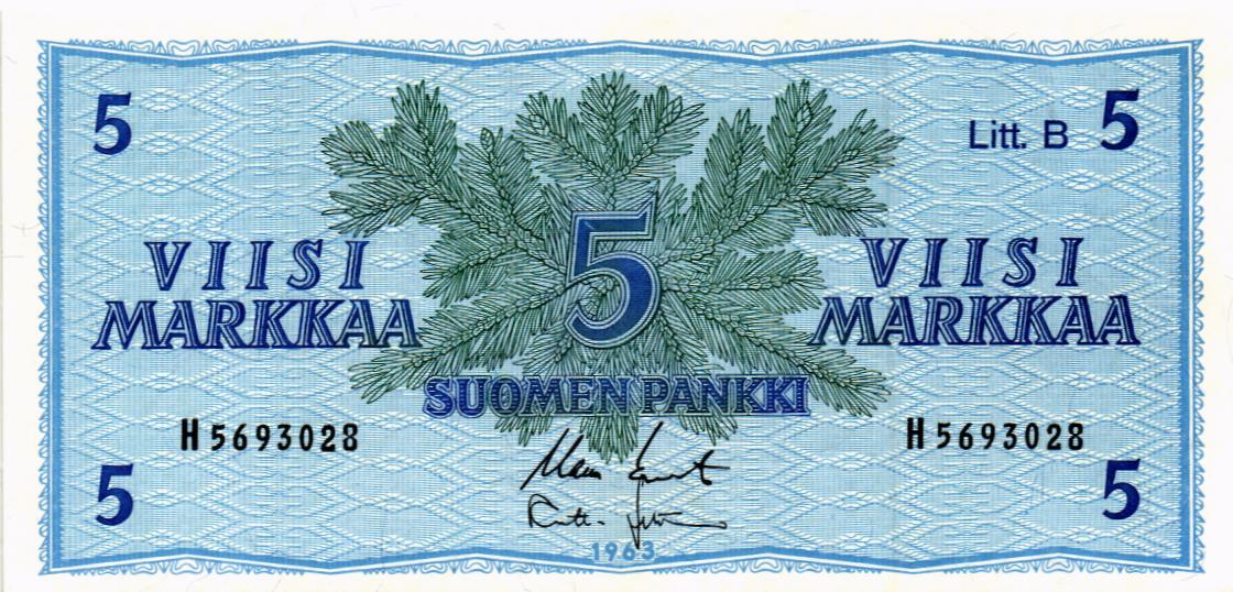 ФИНЛЯНДИЯ 5 МАРОК (Litt. B)