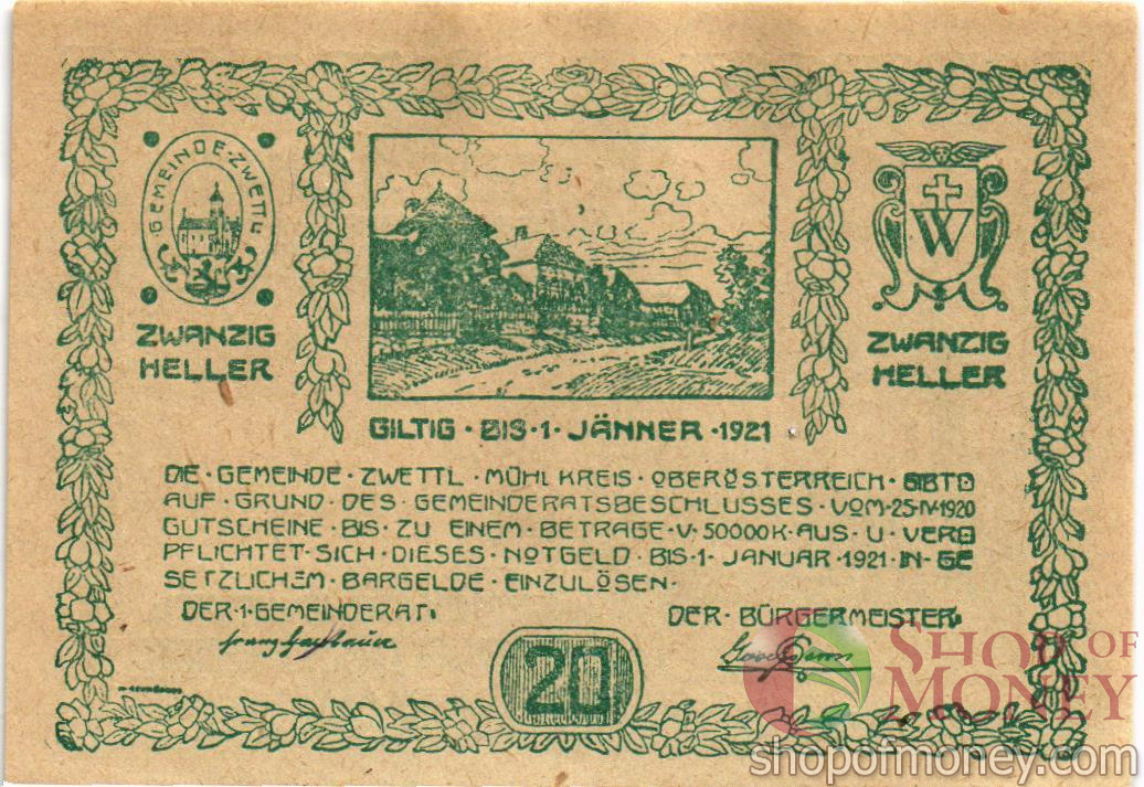 АВСТРИЯ 20 ХЕЛЛЕРОВ (НОТГЕЛЬД) мини 1