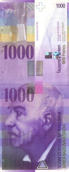 ШВЕЙЦАРИЯ 1000 ФРАНКОВ мини 1
