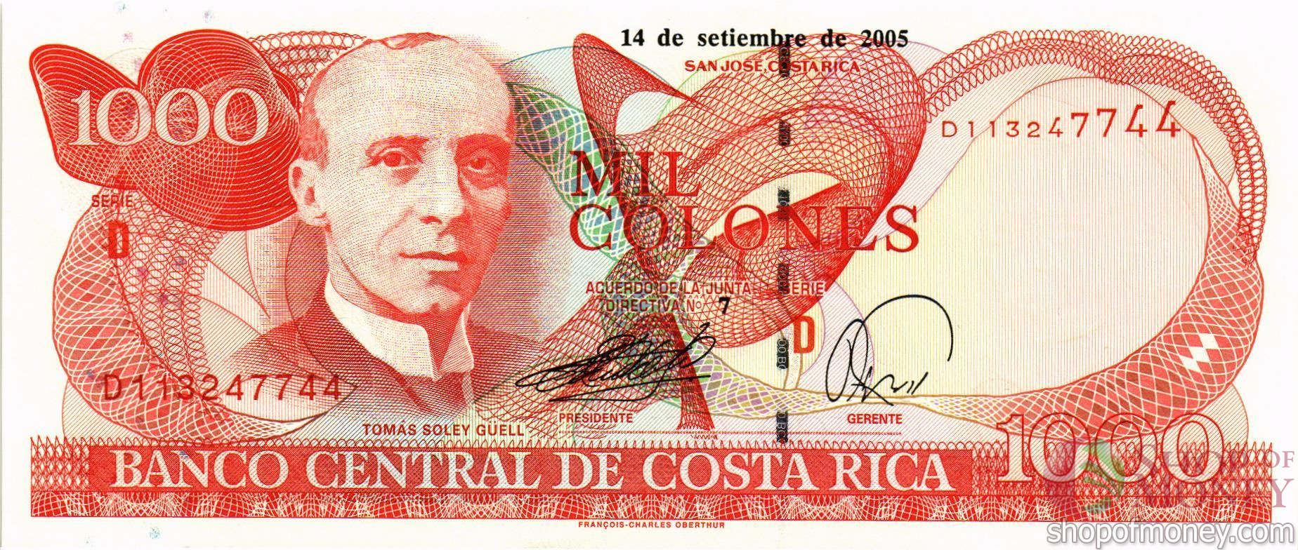 КОСТА-РИКА 1000 КОЛОН