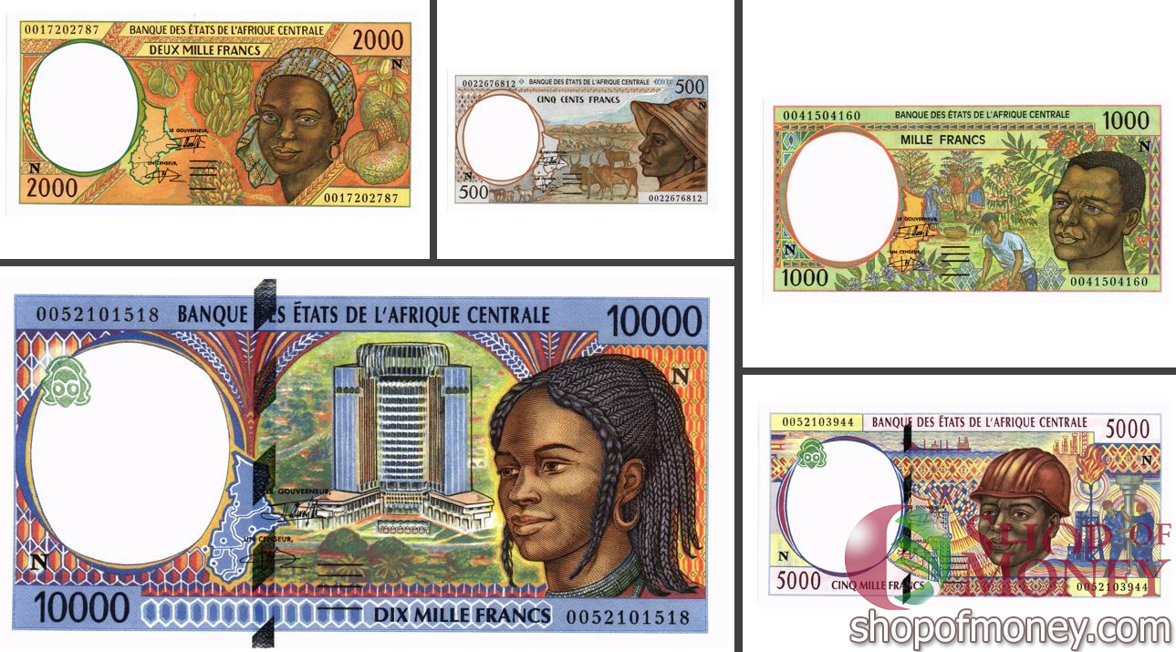 ГОСУДАРСТВА ЦЕНТРАЛЬНОЙ АФРИКИ (ЭКВАТОРИАЛЬНАЯ ГВИНЕЯ) 500-1000-2000-5000-10000 ФРАНКОВ