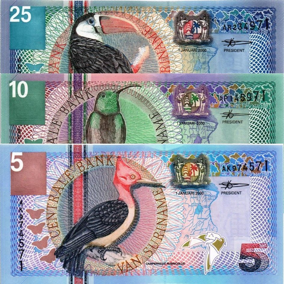 СУРИНАМ НАБОР 5 10 25 ГУЛЬДЕНОВ мини 1