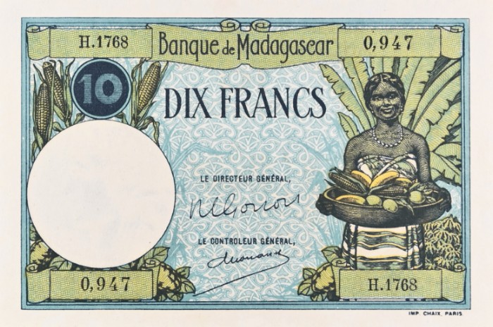 МАДАГАСКАР 10 ФРАНКОВ (PMG - GRADE 63) мини 3