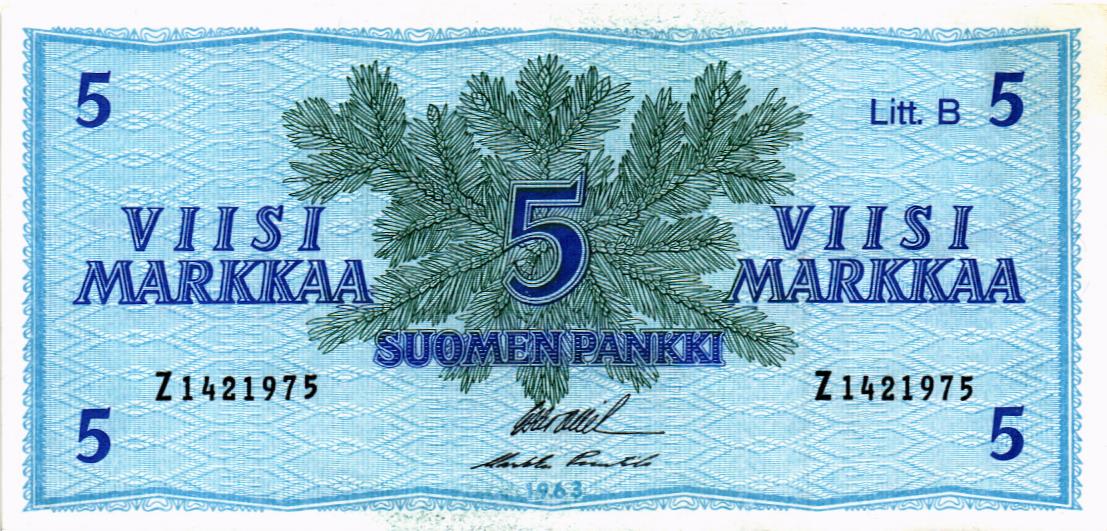 ФИНЛЯНДИЯ 5 МАРОК (Litt. B)
