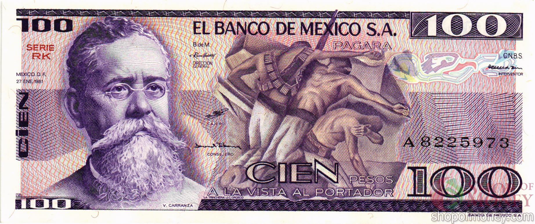 МЕКСИКА 100 ПЕСО (-RK- СЕРИЯ)