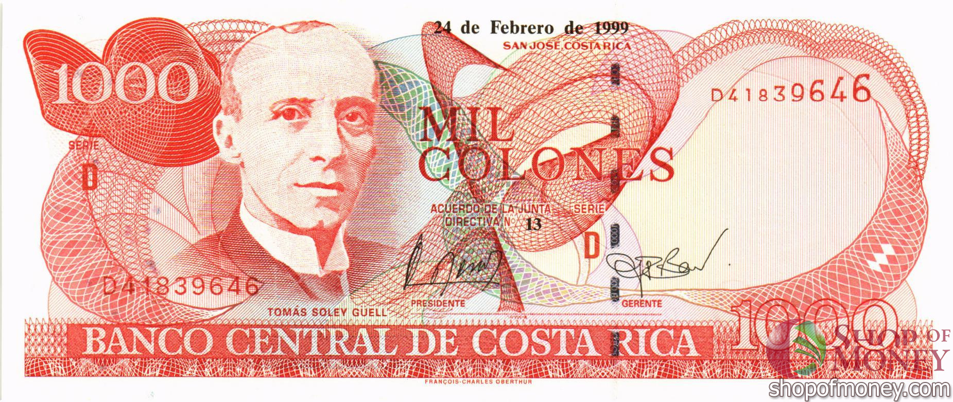 КОСТА-РИКА 1000 КОЛОН мини 1